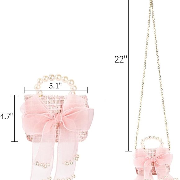 2 Pack Purse for Little Girls, Mini Toddler Crossbody Purse with Bowknot, Cute F - Picture 2 of 9